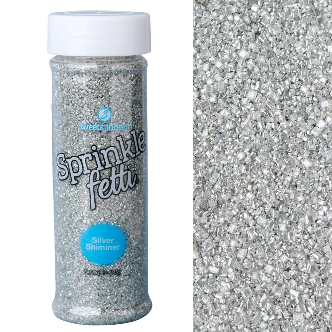 Sweets Indeed Edible Sprinkle Sugar Mix, Silver, 5 oz, Perfect for Cake Decorations, Baking, Ice Cream, Cookies, Cupcake Topper
