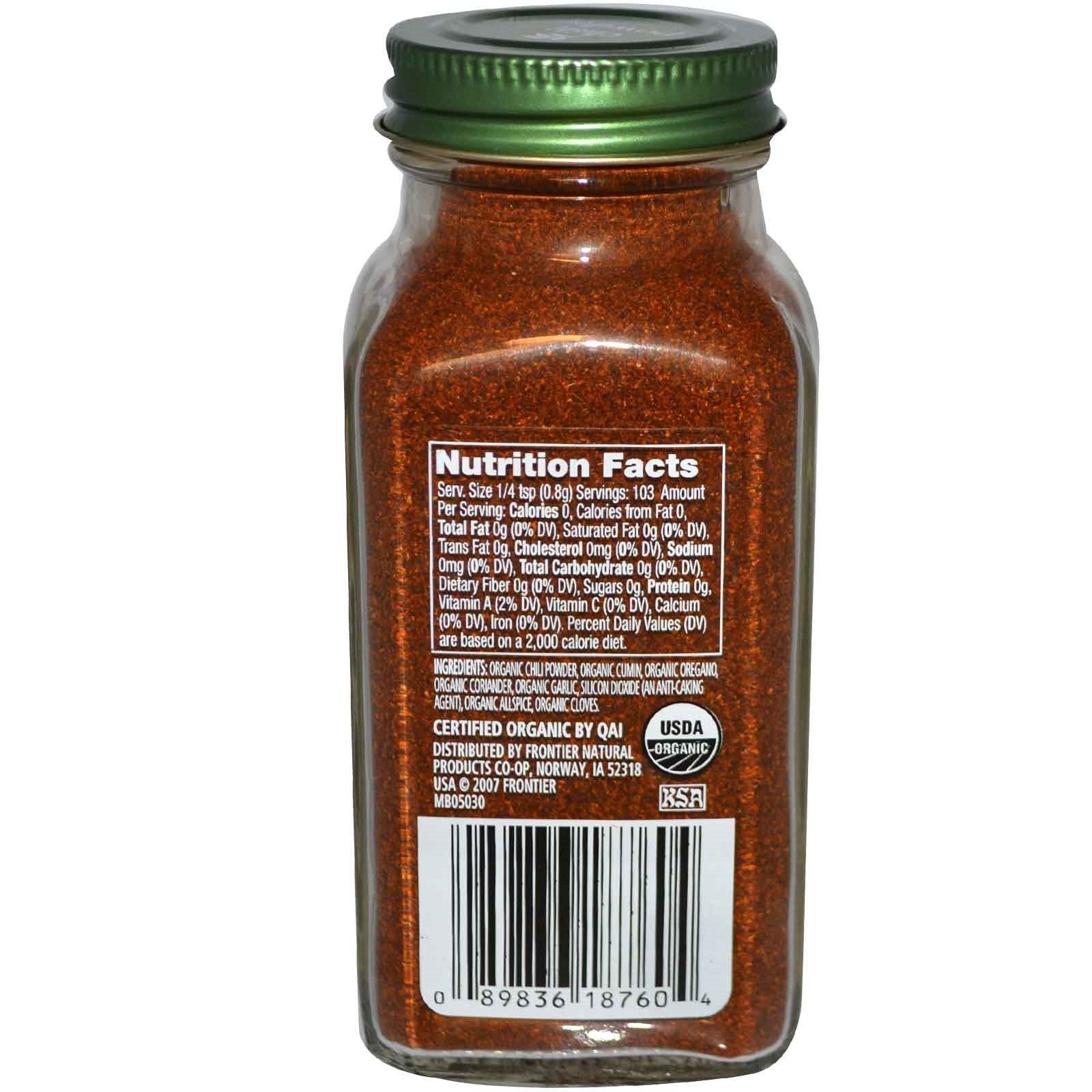 Simply Organic Chili Powder  Certified Organic | 2.89 Oz | Pack Of 12