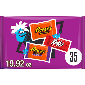 KIT KAT and REESES Assorted Milk Chocolate Snack Size  Halloween Candy Bag  19.92 oz (35 Pieces)