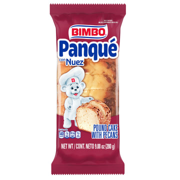 (Restock) Bimbo Panqu   con Nuez Plain Pound Cake with Pecans, 8 individual packs, (1 ct each), Pound Cakes, 79.04 oz Multipack