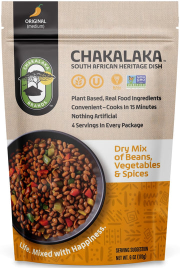 Chakalaka Vegetarian Dried Bean Mix - South African Side Dish with Beans, Vegetables, & Spices - Bold, Strong Flavor, Medium Hea