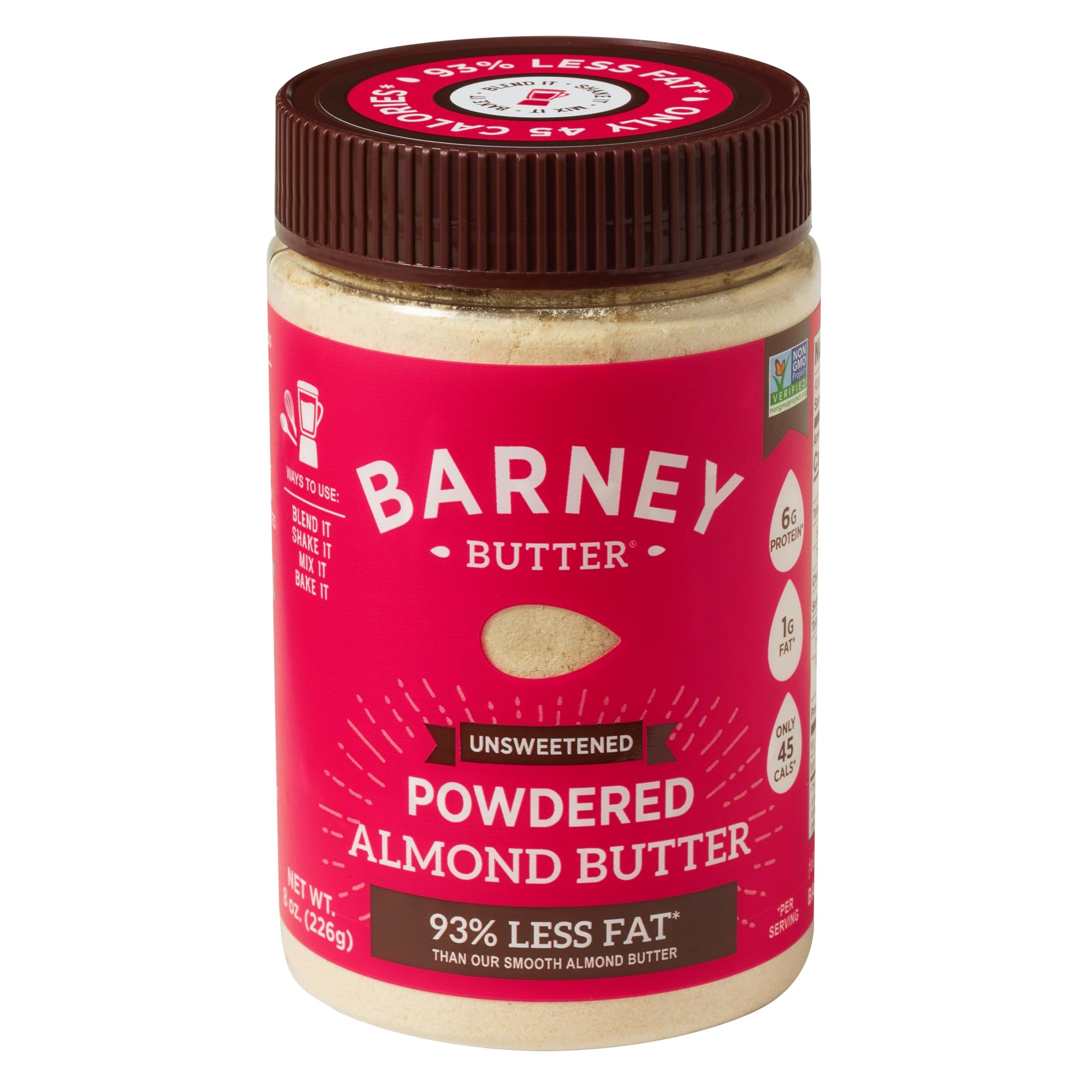 Barney Butter Powdered Almond Butter, Unsweetened, 8 Ounce Jar, No Added Sugar or Salt, Non-GMO, Gluten Free, Keto, Paleo, Vegan