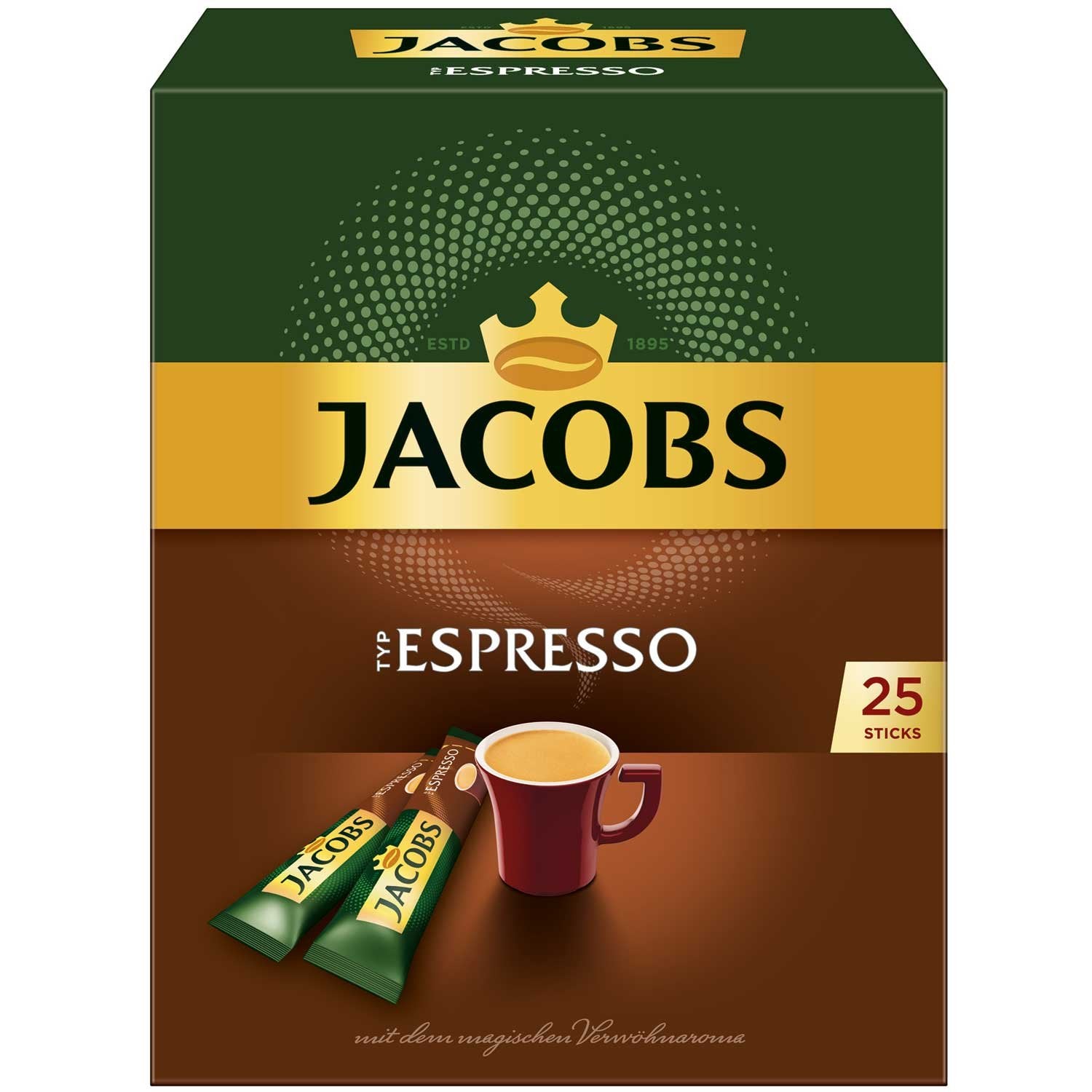Jacobs Espresso Instant Ground Coffee, 1.59 oz, 25 Portions, Pack of 1
