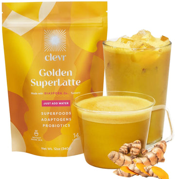 Clevr Blends Turmeric Powder Oat Milk Instant Latte Mix, Golden Milk, Moon Milk Latte Organic Spices, Coconut Superfood Creamer