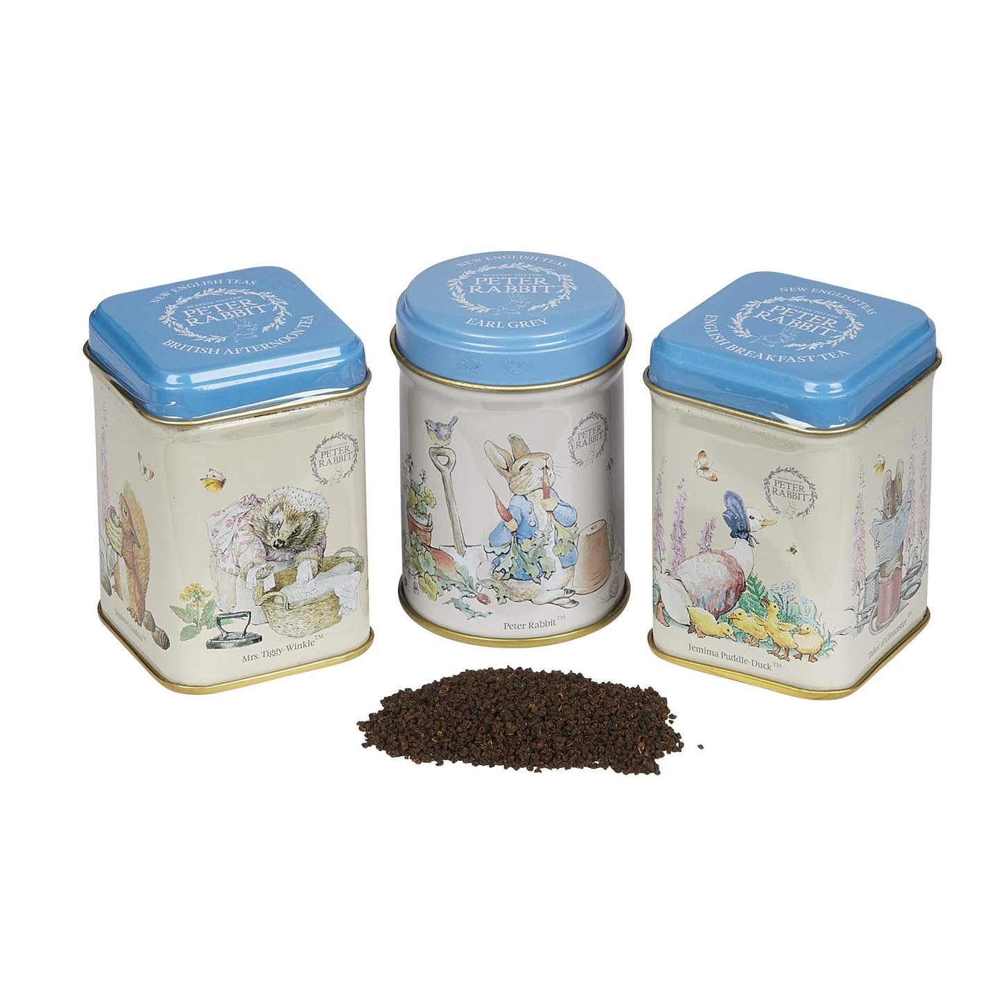 Peter Rabbit 3x Mini Tea Tins with Loose Leaf English Tea, Beatrix Potter Gift, Small Caddy Set