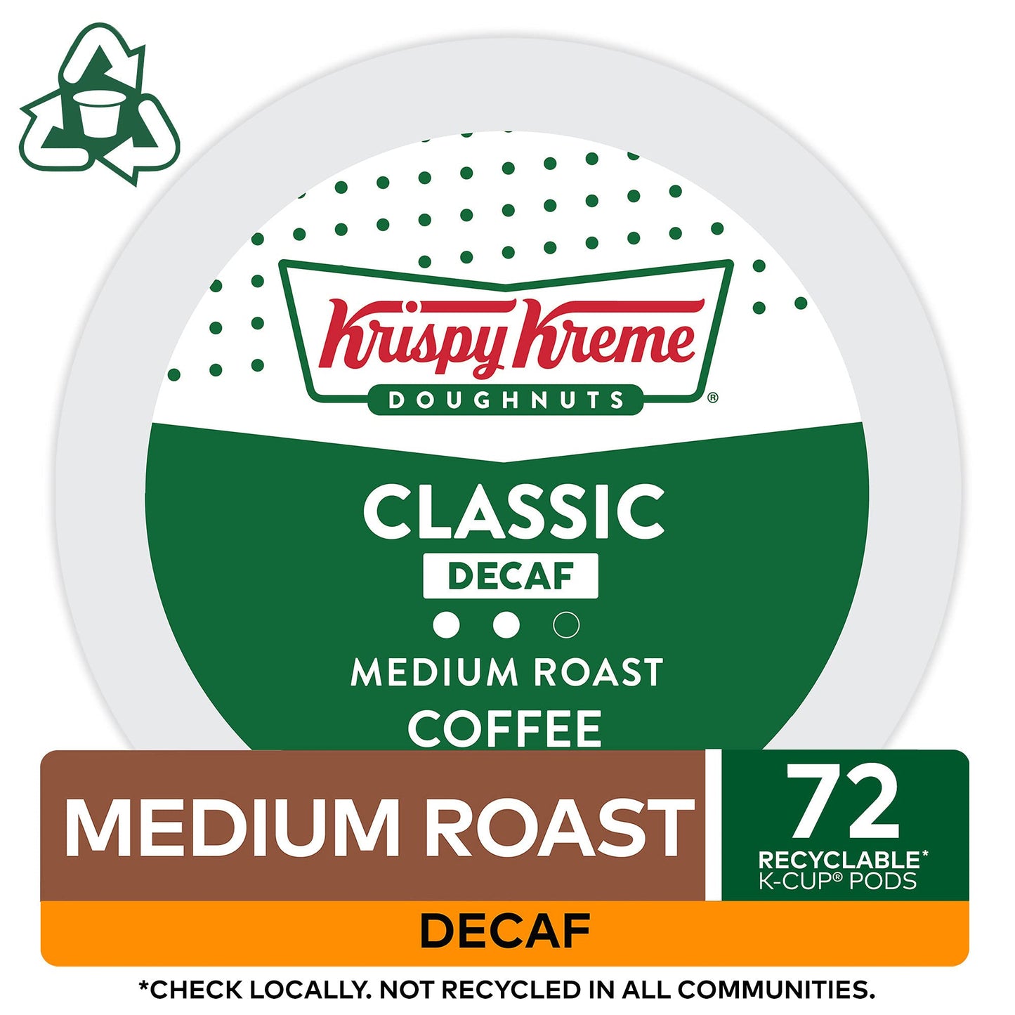 Krispy Kreme Classic Decaf, Single-Serve Keurig K-Cup Pods, Medium Roast Coffee Pods, 72 Count