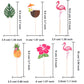 Maitys Luau Cupcake Toppers - Tropical Cake Decorations with Flamingo & Pineapple Shapes, 16 Count, Cardboard & Wood