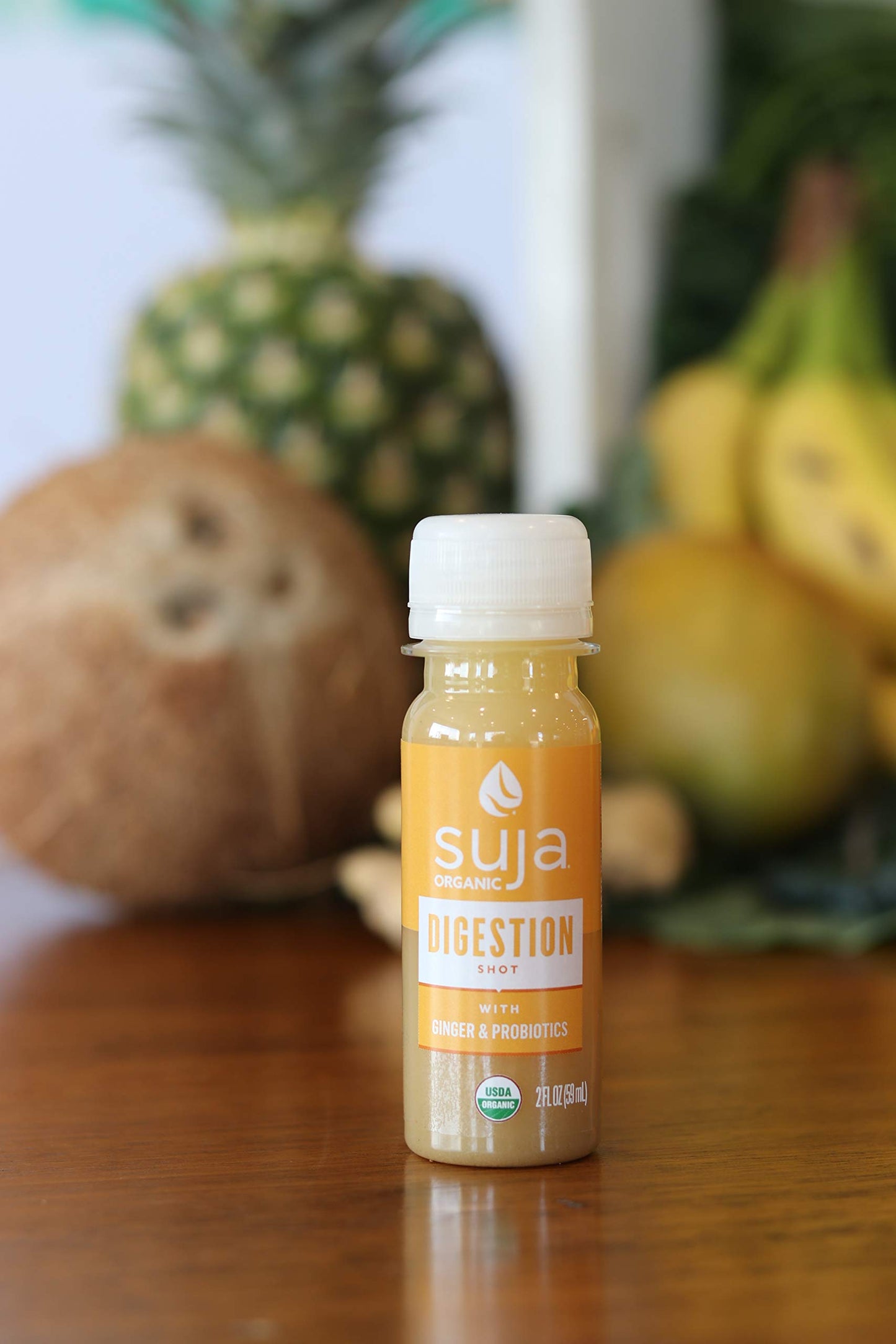 Suja Organic Cold-Pressed Digestion Shot With Ginger And Probiotics, 2 Fl Oz (Pack Of 15)