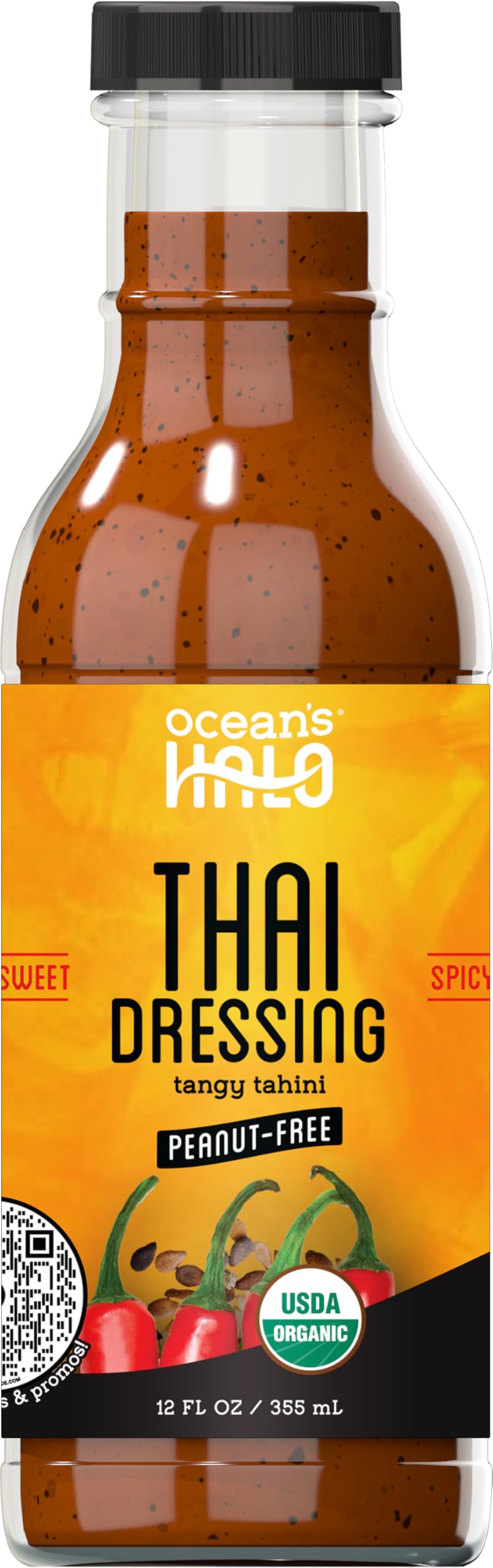Oceans Halo Organic Thai Dressing, Tangy Tahini, 12 fl oz, Peanut-free