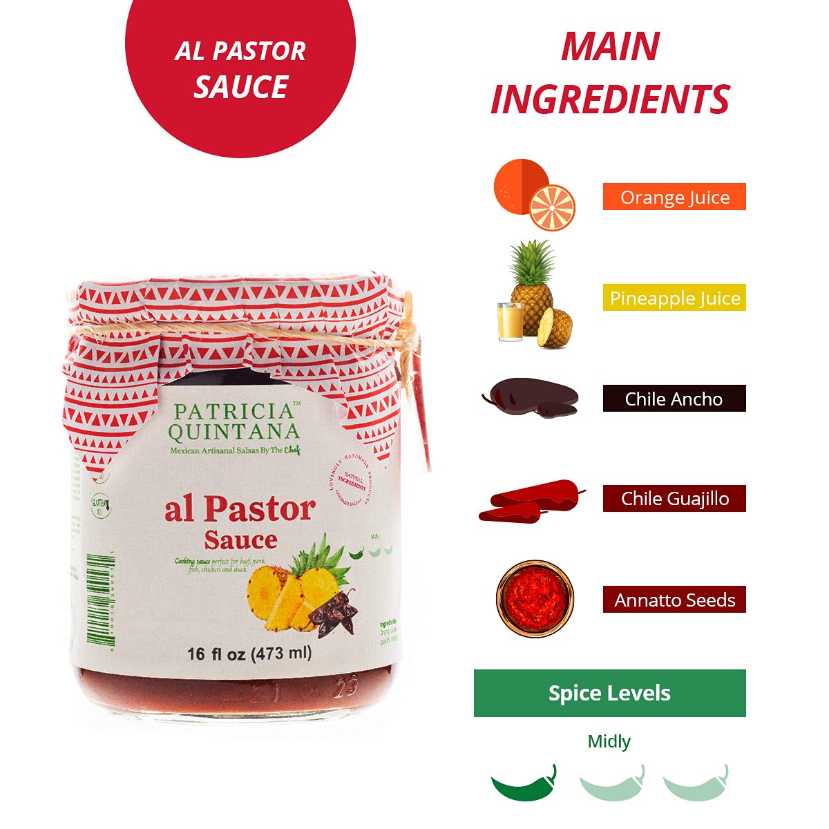 Patricia Quintana Al Pastor Cooking Sauce - Authentic Artisanal Mexican Marinades - Perfect For Making Al Pastor Tacos, Al Pasto