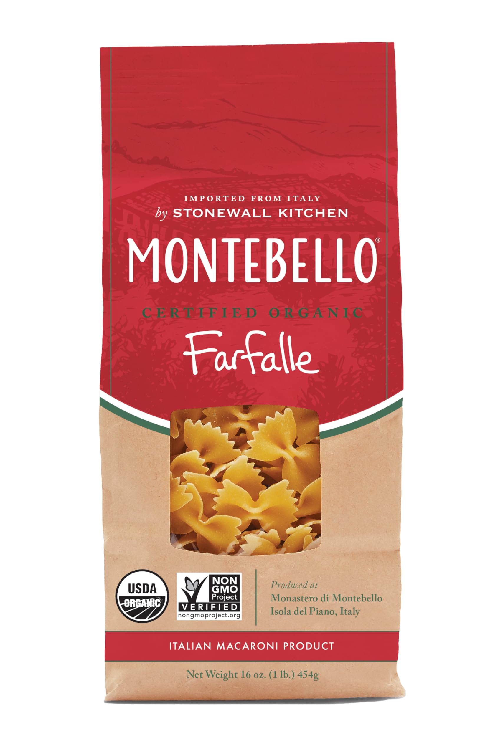 Montebello, Organic Farfalle enhanced Italian Pasta, 16 oz.