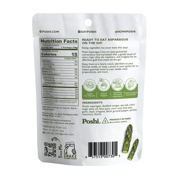 Poshi Marinated Asparagus Cuts Snack Pack | Rosemary + Oregano | Keto, Vegan, Paleo, Non Gmo, Low Carb + Calorie, Gluten Free, F