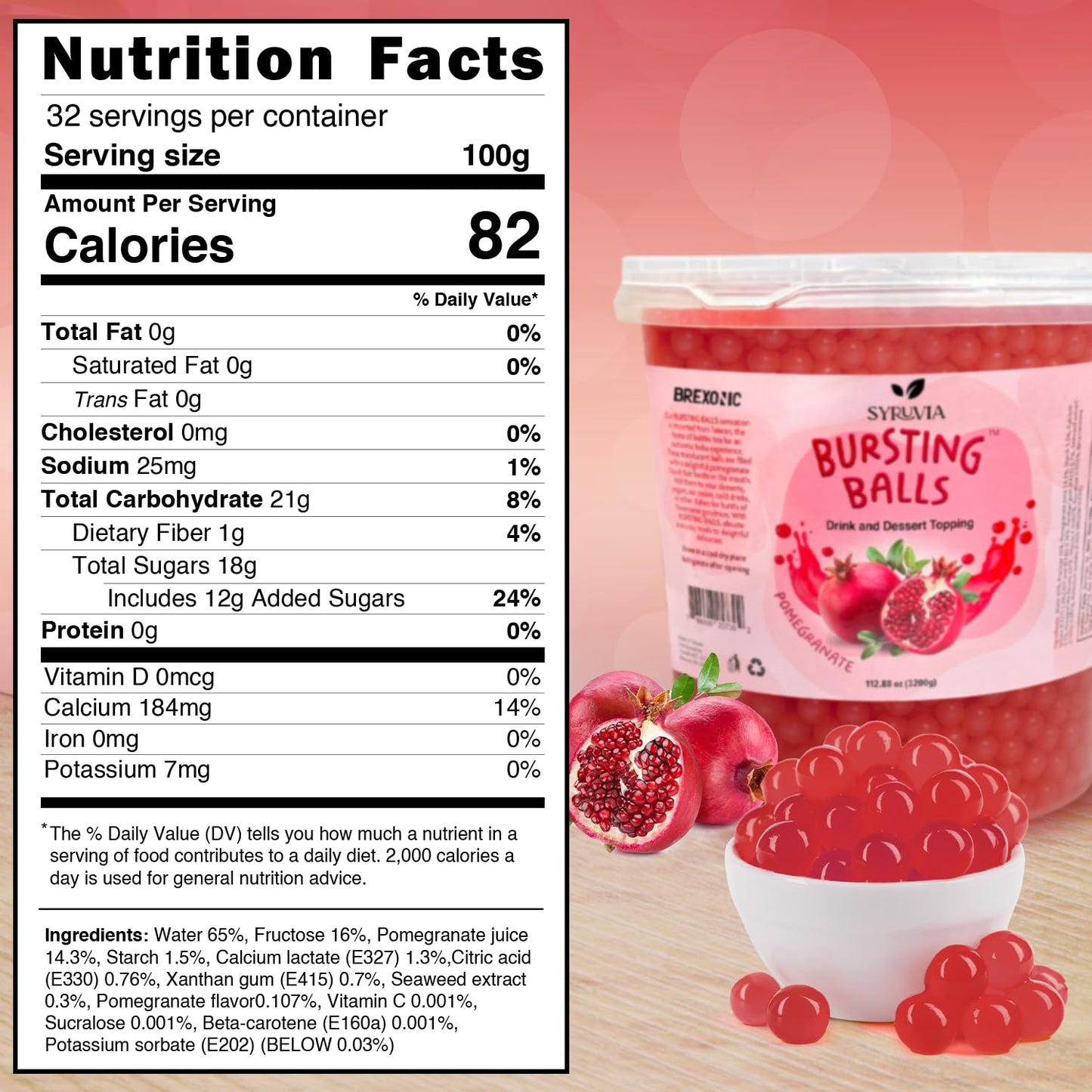 Pomegranate Boba Pearls, Pomegranate Popping Boba Bursting Boba, Pomegranate Bubble Tapioca Pearls For Bubble Tea (Pomegranate,