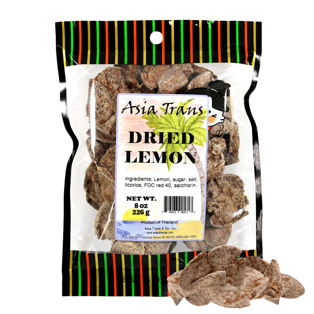 Dried Preserved Whole Lemon - Dehydrated Fruit Peel Snacks, Whole Lemon   Seed Slices, Li Hing Mui Preserved, Asian-Style