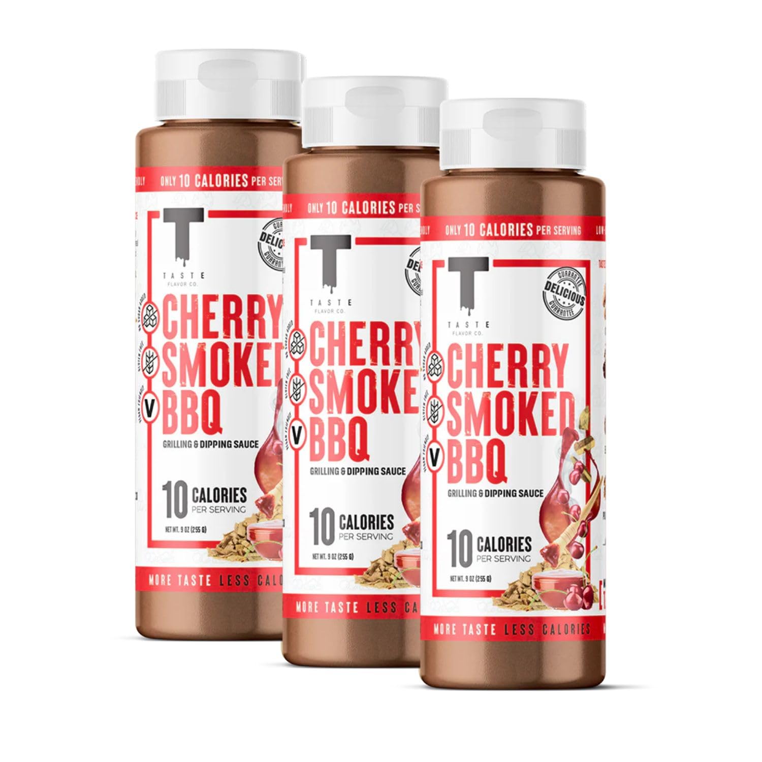 Taste Flavor Co. Grilling Dipping Sauce & Marinade, Low-Calorie, Keto Friendly, 3 Pack, Cherry Smoked BBQ