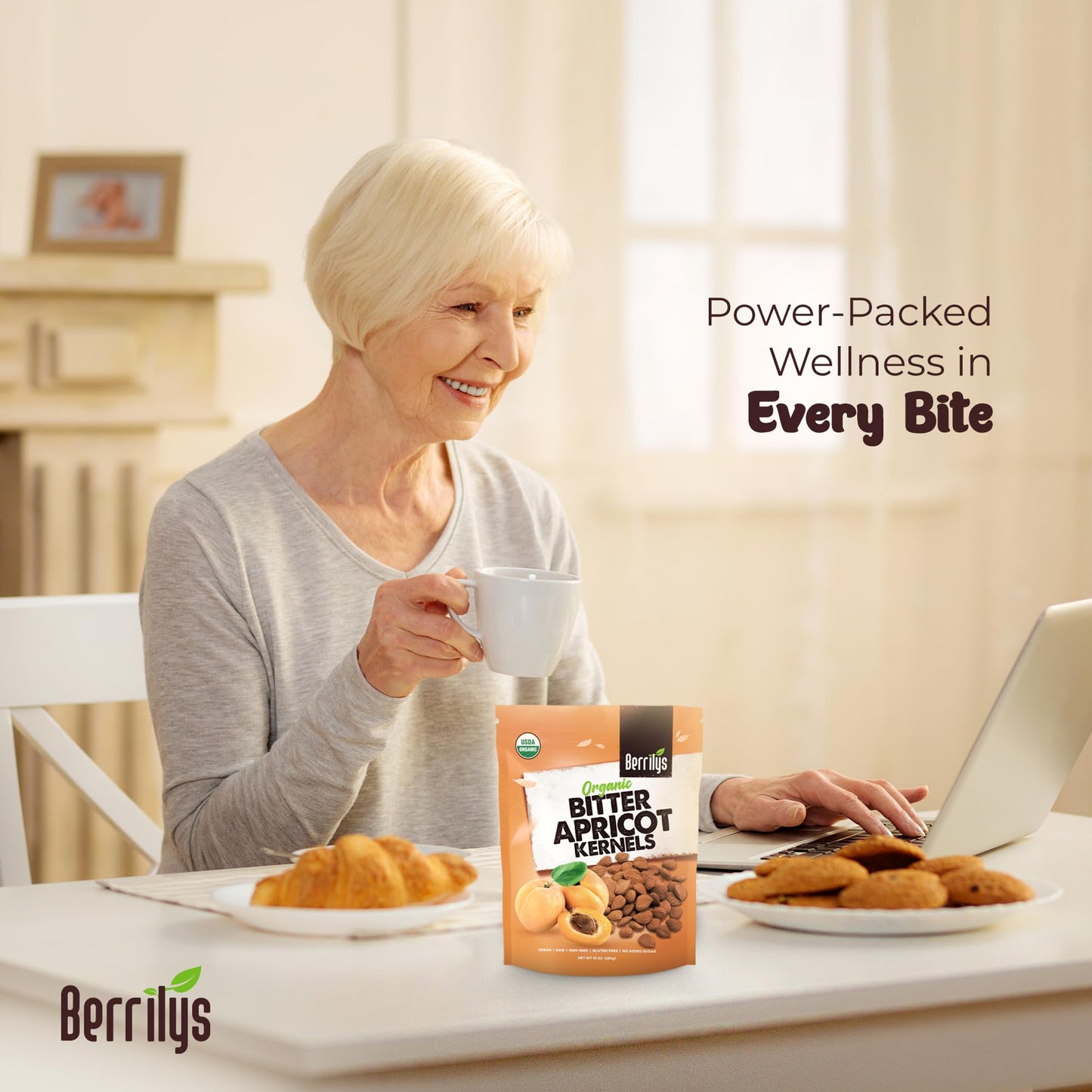 Berrilys Organic Bitter Apricot Kernels - Non-GMO, No Additives - 10 oz