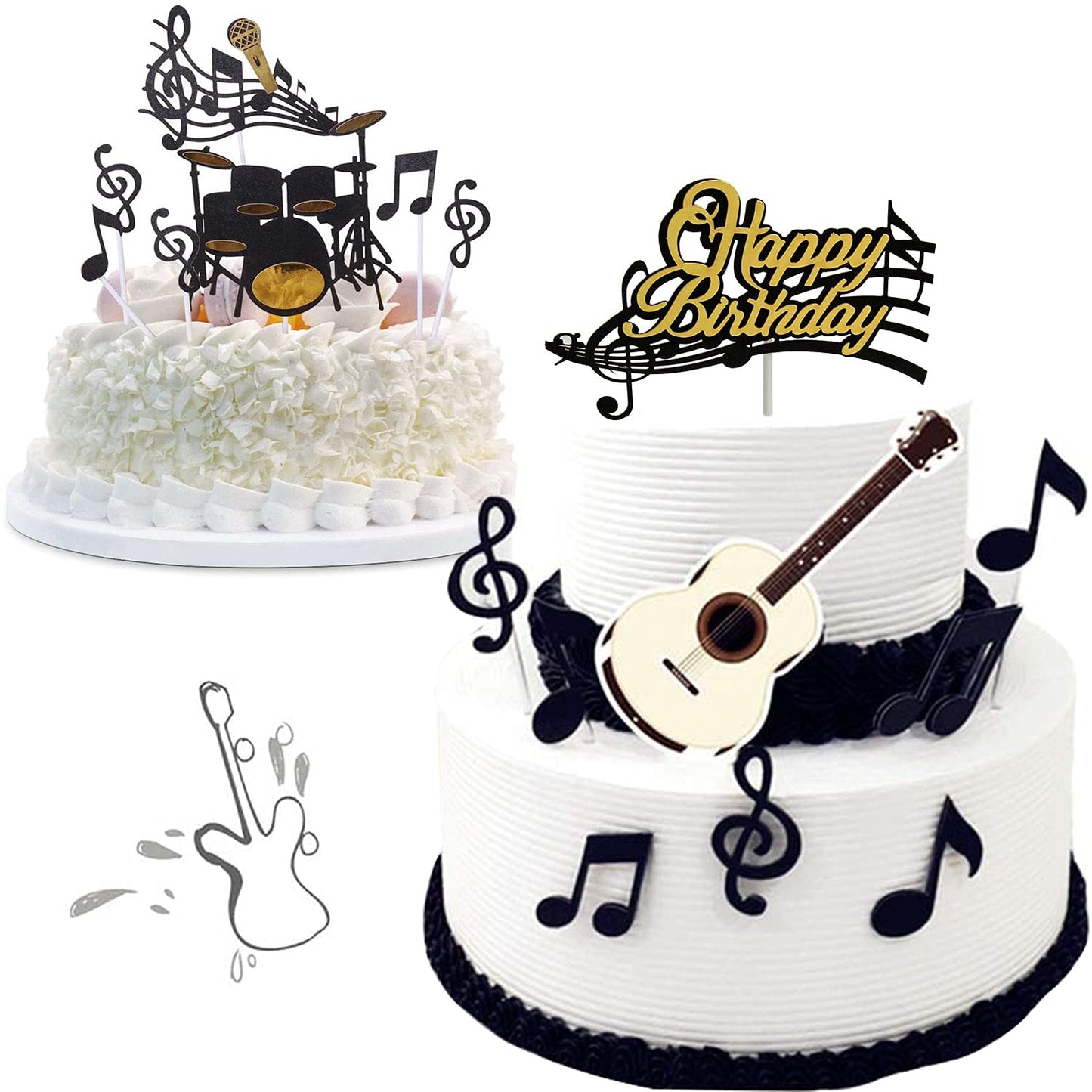 16Pcs Music Cake Topper Musical Instruments Decorations For Birthday Cupcake Topper Party Supplies