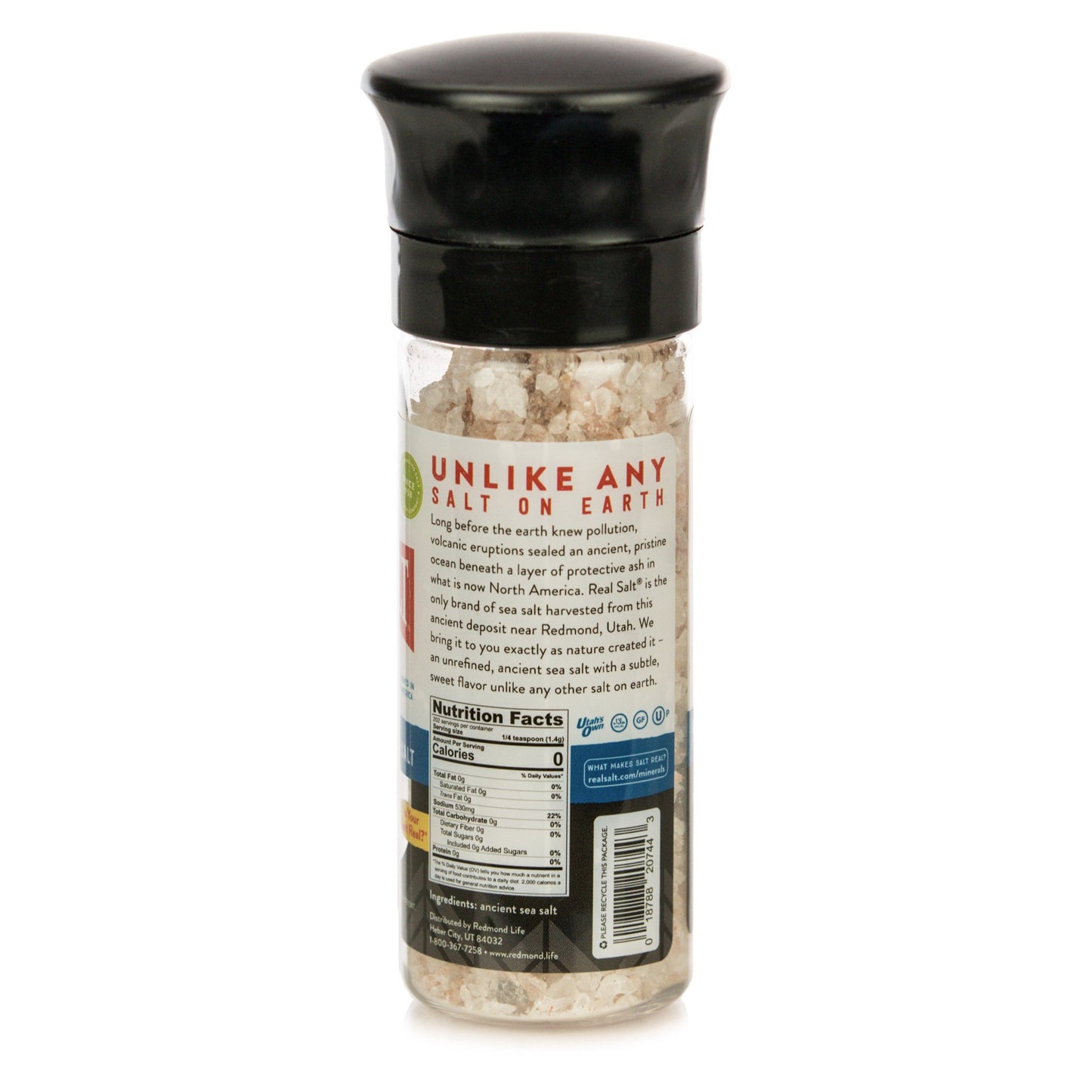 Redmond Real Sea Salt - Natural Unrefined Gluten Free, Coarse Salt with Coarse Grinder (Original)