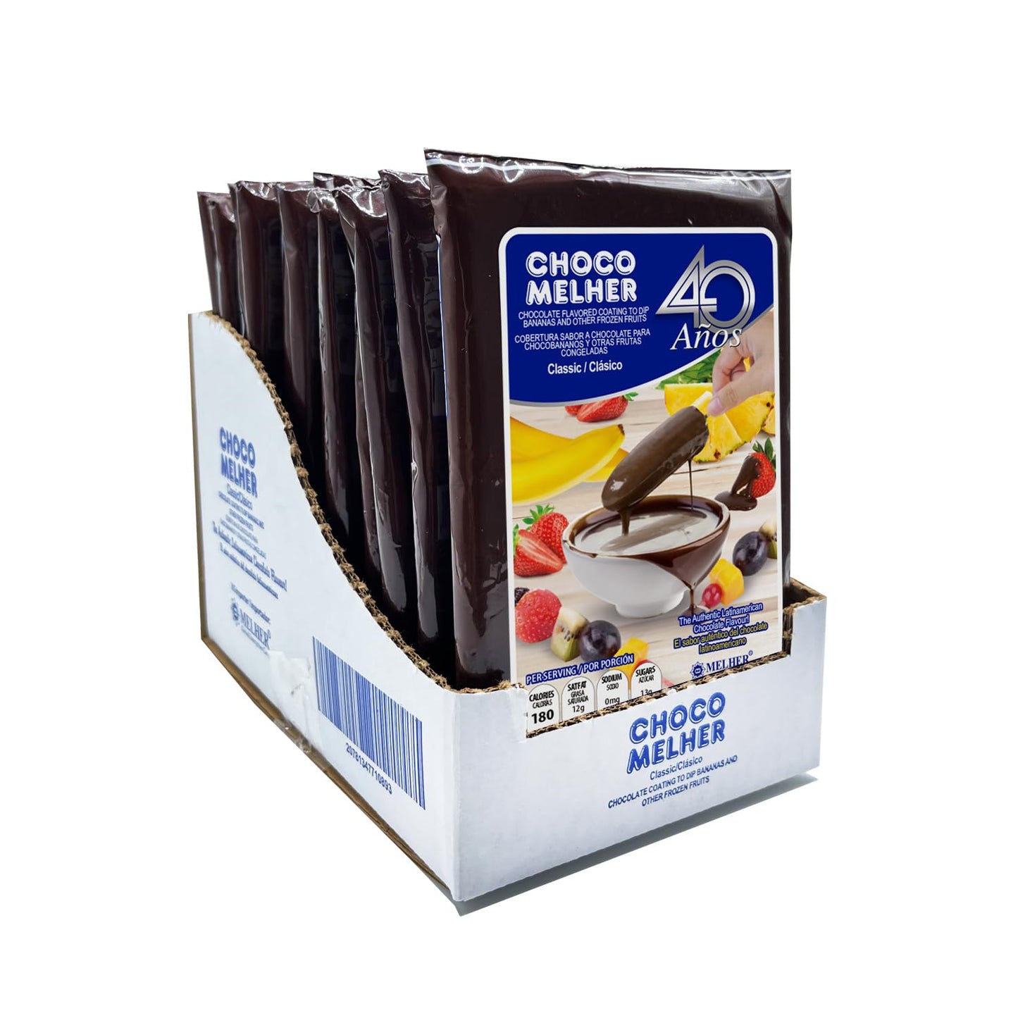 CHOCOMELHER Clasico - 12 Pack Milk Chocolate Flavored Coating for Chocobananos - Best to Cover Frozen Bananas & Strawberries - T