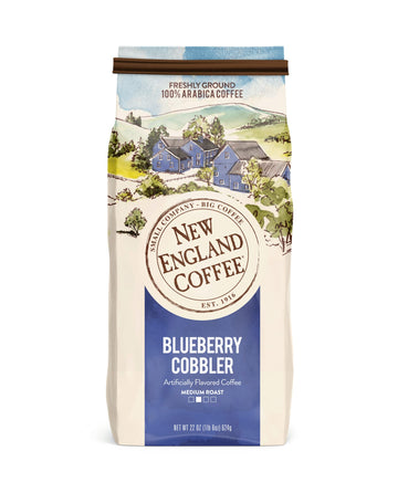 New England Coffee Blueberry Cobbler Medium Roast Ground Coffee, 22oz Bag (Pack of 1)