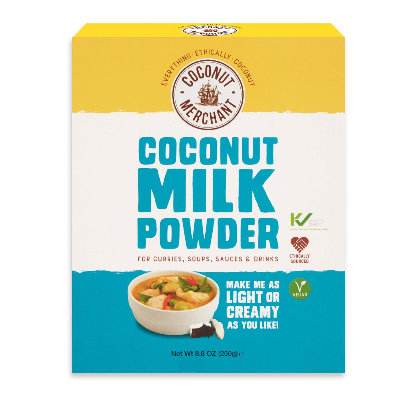 Coconut Merchant Coconut Milk Powder 250g Vegan Milk Powder Alternative for Curries, Soups, Sauces, Smoothies and Drinks | Vegan