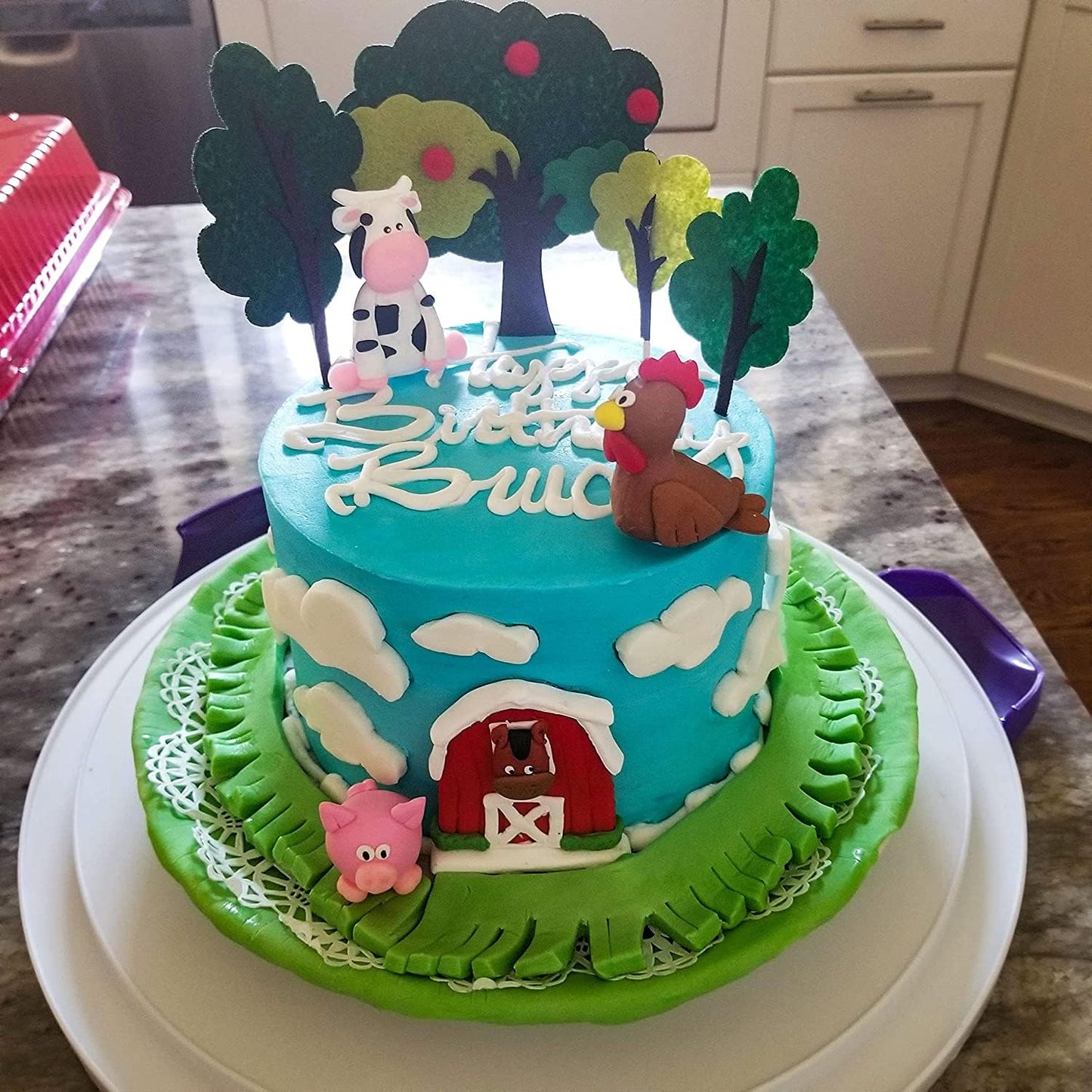Jevenis Farm Animal Cake Decoration Farm Animal Birthday Cake Topper Cow Cake Decoration For Farm Animal Baby Shower Birthday Pa