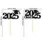 Gyufise 24Pcs Graduation Cupcake Toppers, Glitter 2025, Diploma & Grad Cap Picks, Blue, Party Decorations for Class of 2025
