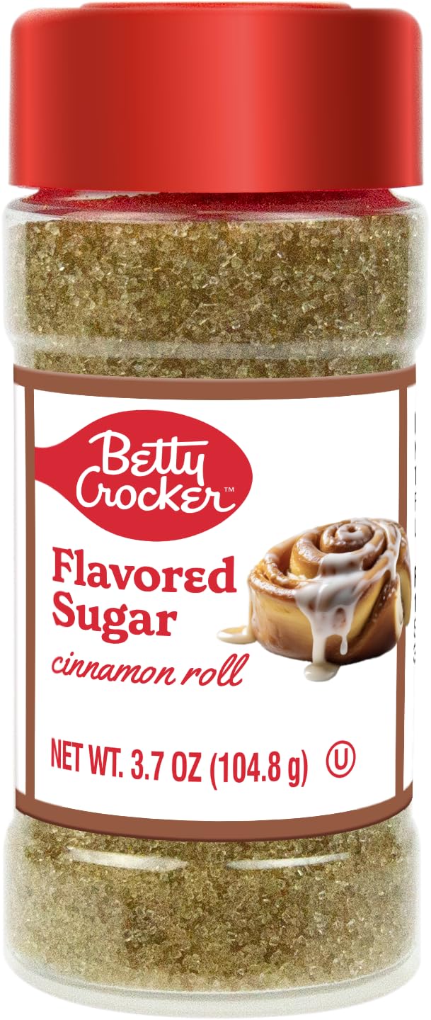 Betty Crocker Cinnamon Roll Flavored Sugar - Sweet Finishing Sugar Topping for Baking, Coffee, and Desserts, 3.7 oz