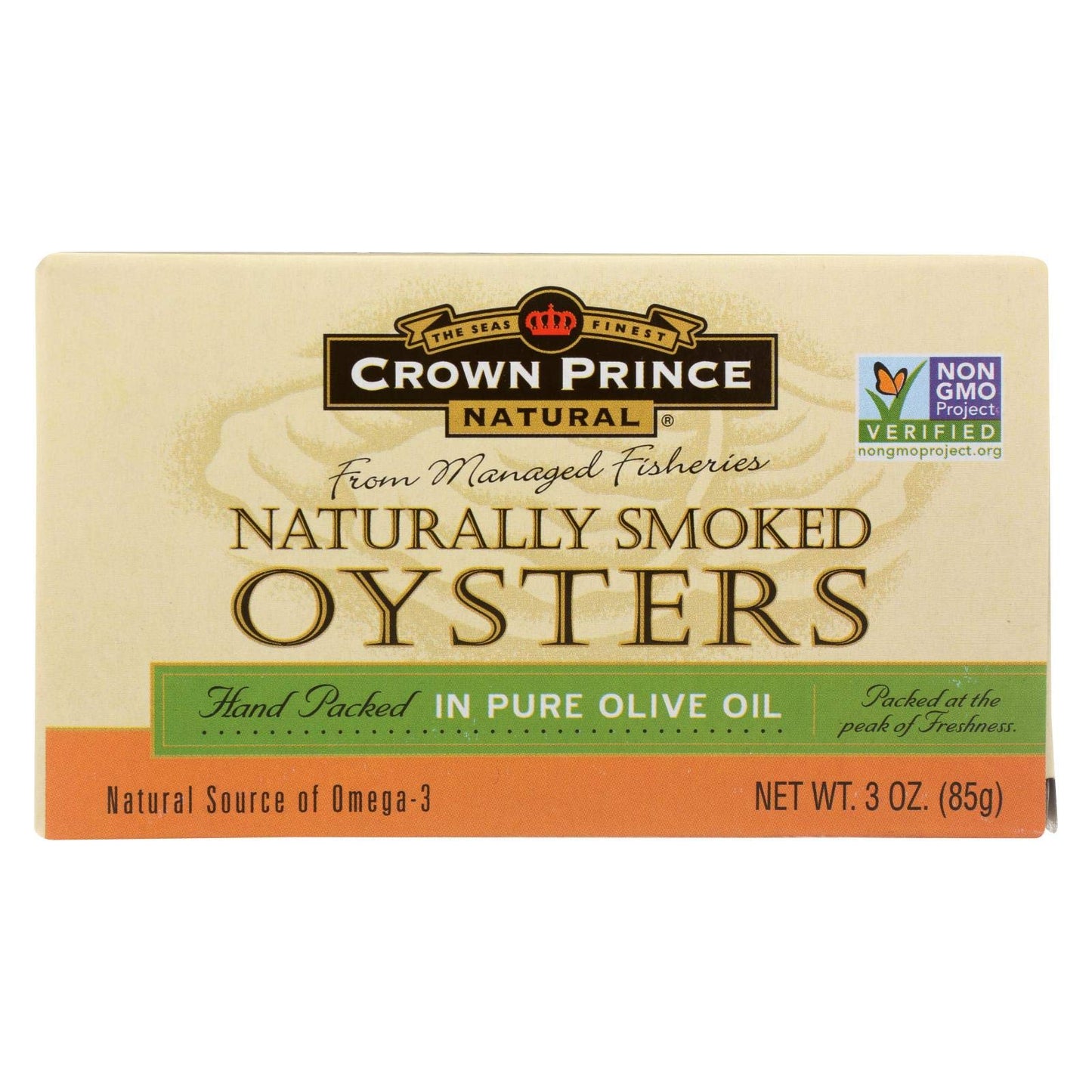Crown Prince Oysters - Naturally Smoked in Olive Oil - 3 oz - Pack of 18