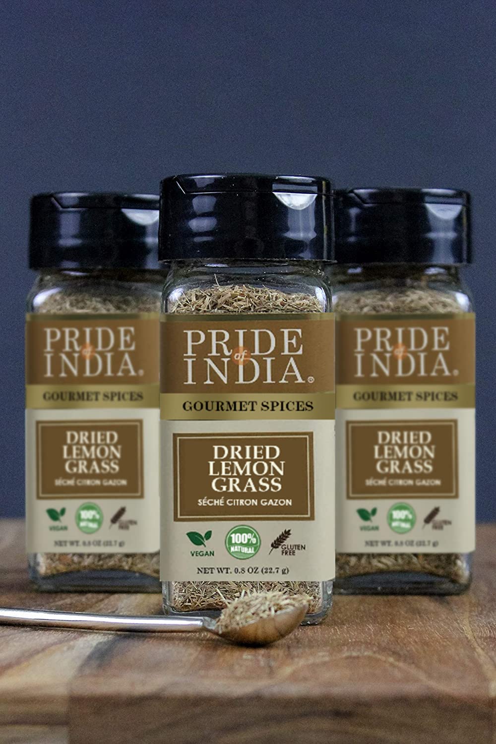 Pride Of India - Natural Lemongrass Fine Cut & Sifted - 0.8 Oz (22.7 Gm) Small Dual Sifter Jar -Certified Pure And Authentic Ind