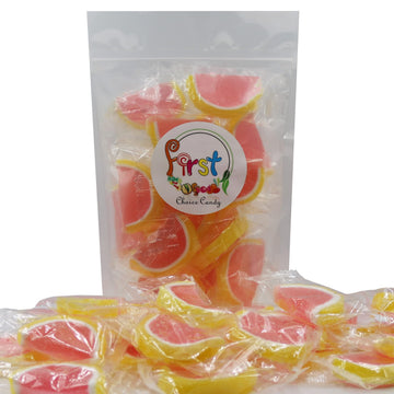 Jelly Fruit Slices Gummy Candy Individually Wrapped (Pink Grapefruit, 1 Pound)