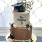 EDSG Personalized Cake Topper Custom Congrats Graduation Hat Double Sided Glitter Card Champagne Gold Class of 2025