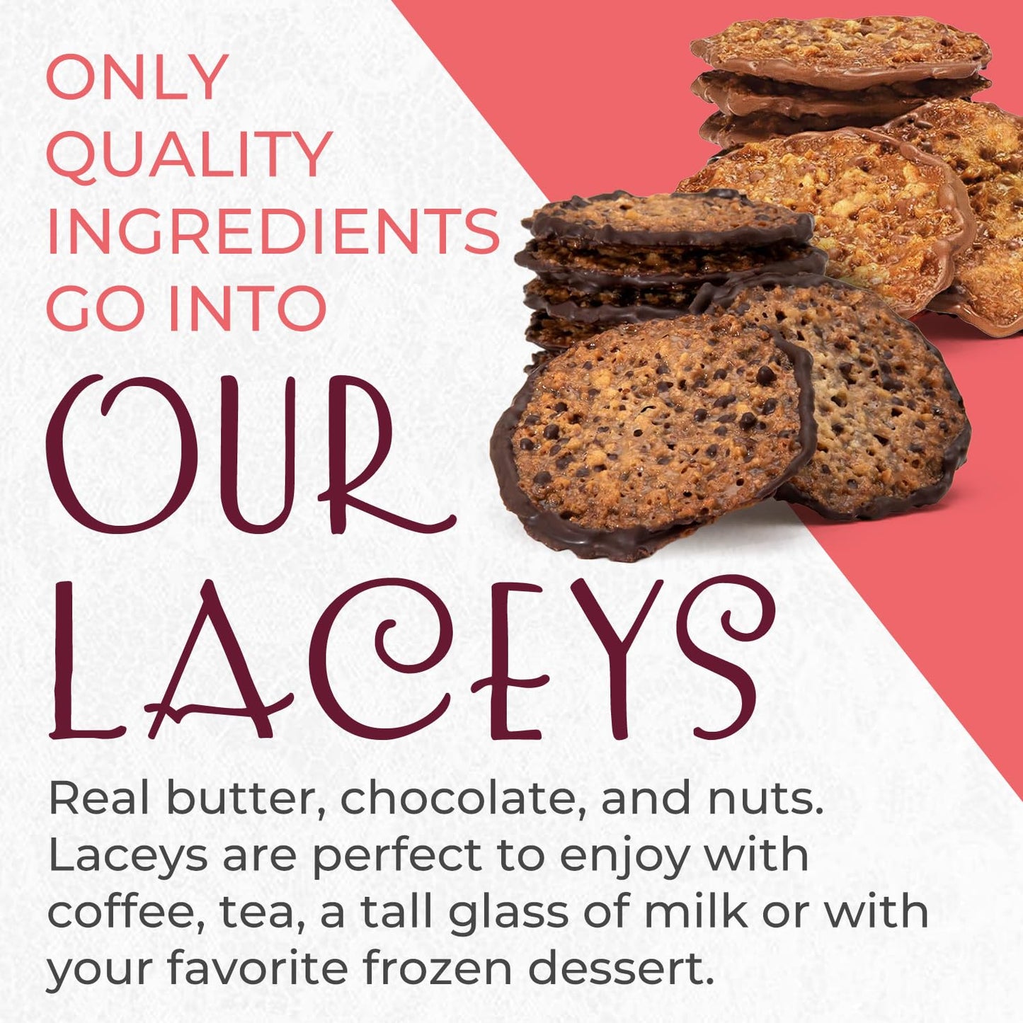 Laceys Gourmet Cookies - Handcrafted Light & Crispy Almond & Dark Chocolate - 25 Ounce