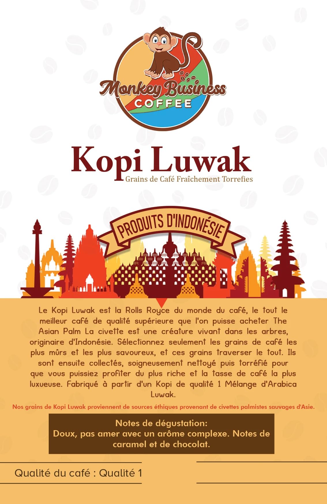 MONKEY BUSINESS COFFEE Wild Kopi Luwak Ground Coffee - Sustainably Sourced - 1 Kilogram (35.27 Ounce)