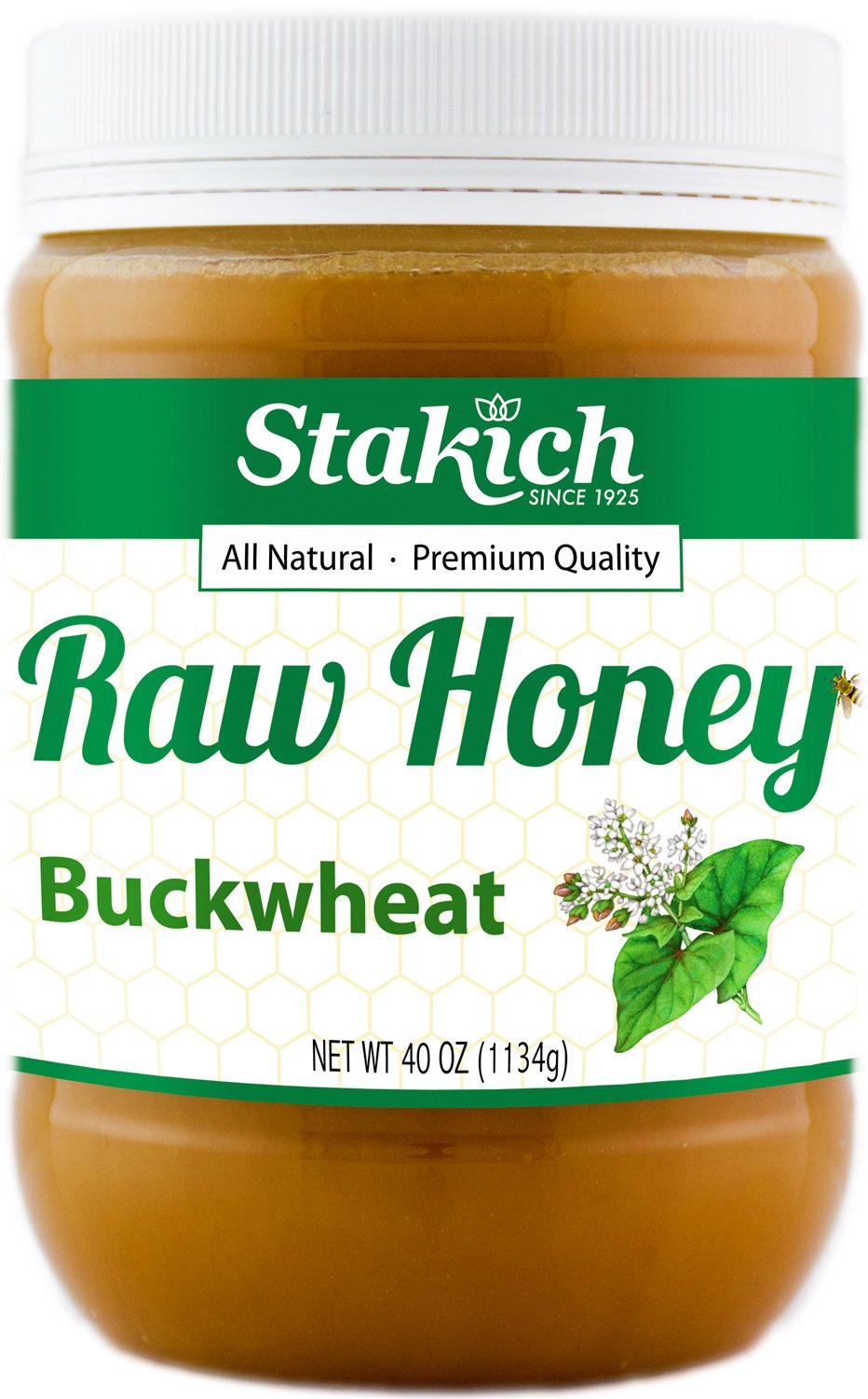 Stakich Buckwheat Antioxidant Raw Honey - Pure, Unprocessed, Unheated, Kosher (40 Ounce)