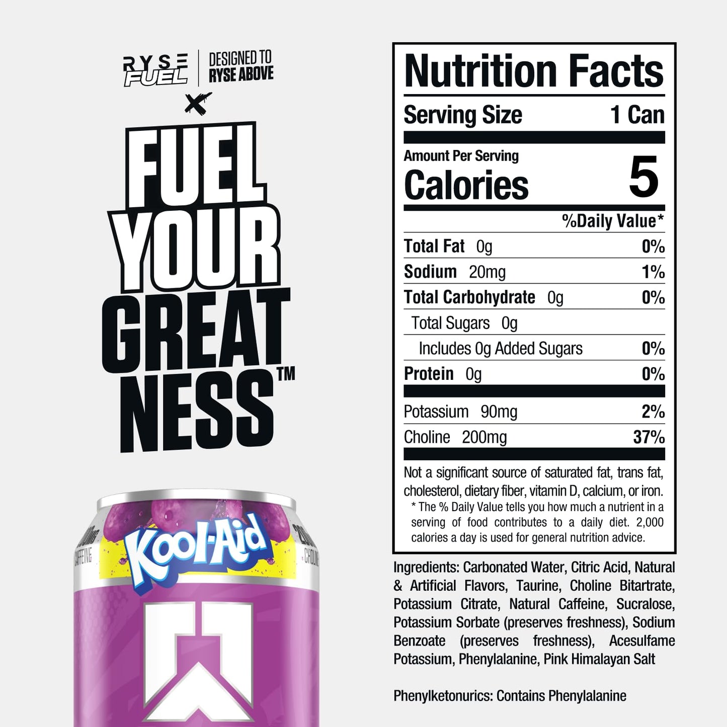 RYSE Fuel Energy Drink - Sugar Free, Gluten Free & Vegan - 200mg Caffeine - 16 fl oz Cans (12-Pack)