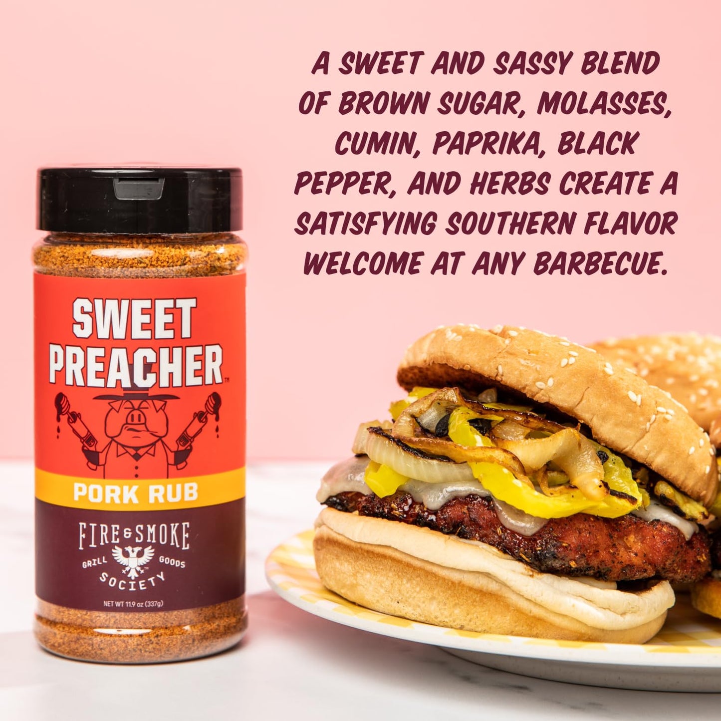 Fire & Smoke Society BBQ Pork Rub Seasoning, 11.9 oz (2-Pack), Ideal for smoky aroma and Grilling Meat, Poultry, and Ribs