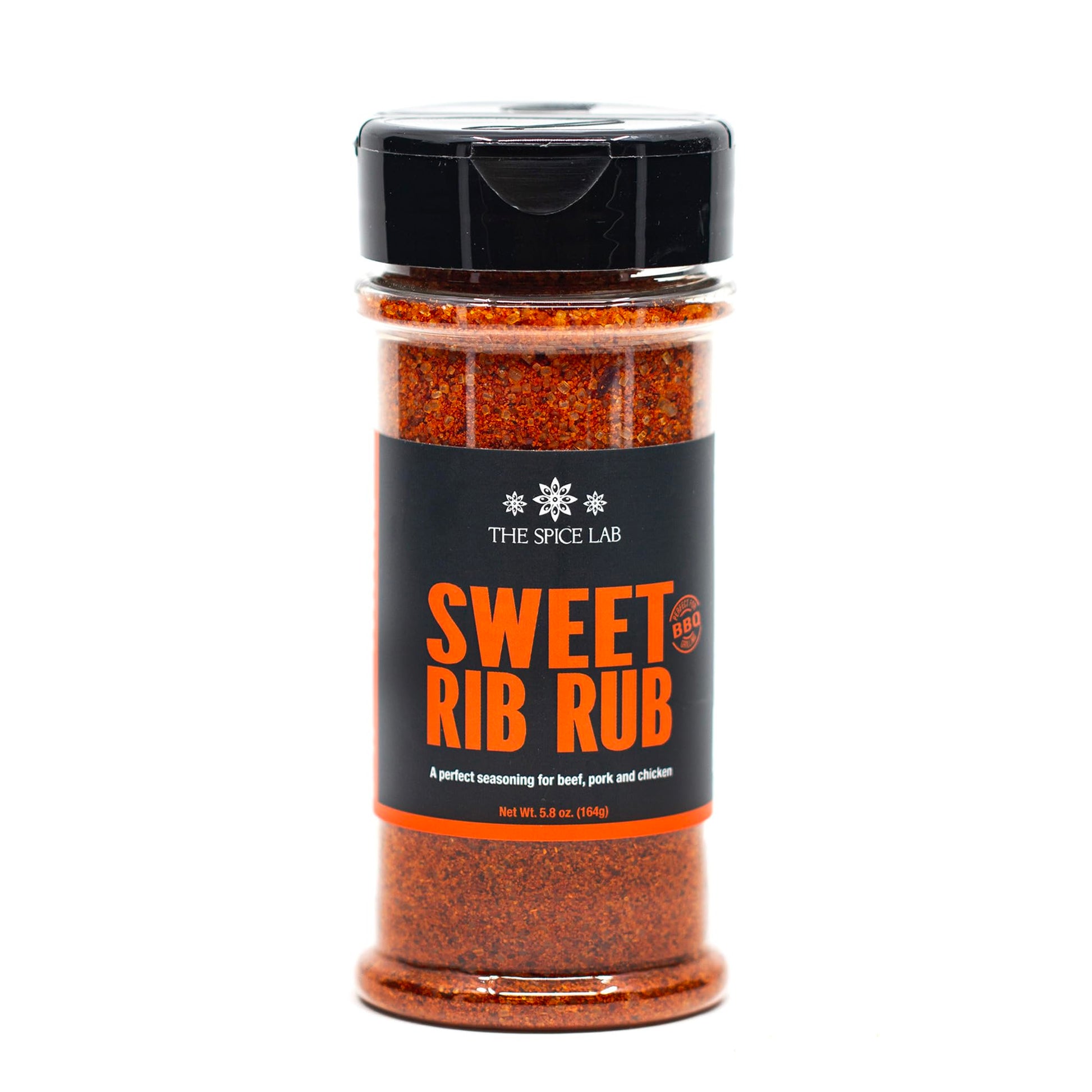 The Spice Lab Sweet Rib Rub Seasoning - 5.8 oz Shaker - All-Natural BBQ Rub for Chicken, Pork Belly, and Ribs - Kosher Vegan
