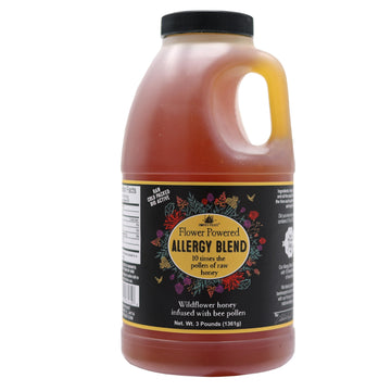 Honey Feast Allergy Blend Honey, 3Lb Jar - Premium American Honey, Floridian Origin, Raw & Unfiltered, Enhanced Pollen Content,