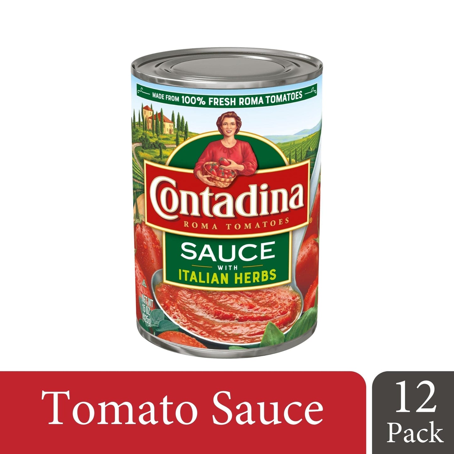 Contadina Tomato Sauce with Italian Herbs, 15 Ounce, Pack of 12