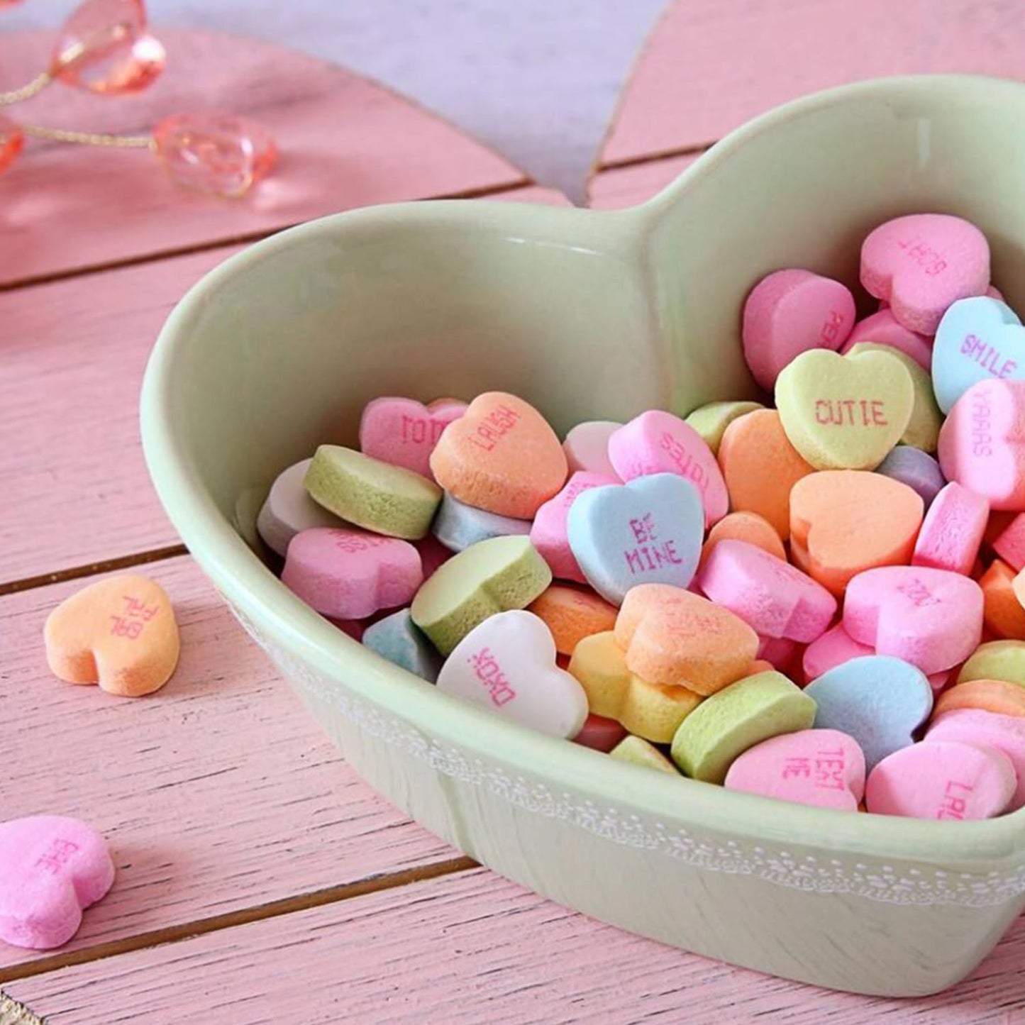 GEEOOLLAH Tiny Conversation Hearts Candy - Assorted Fruit Flavors, 5 oz Bags