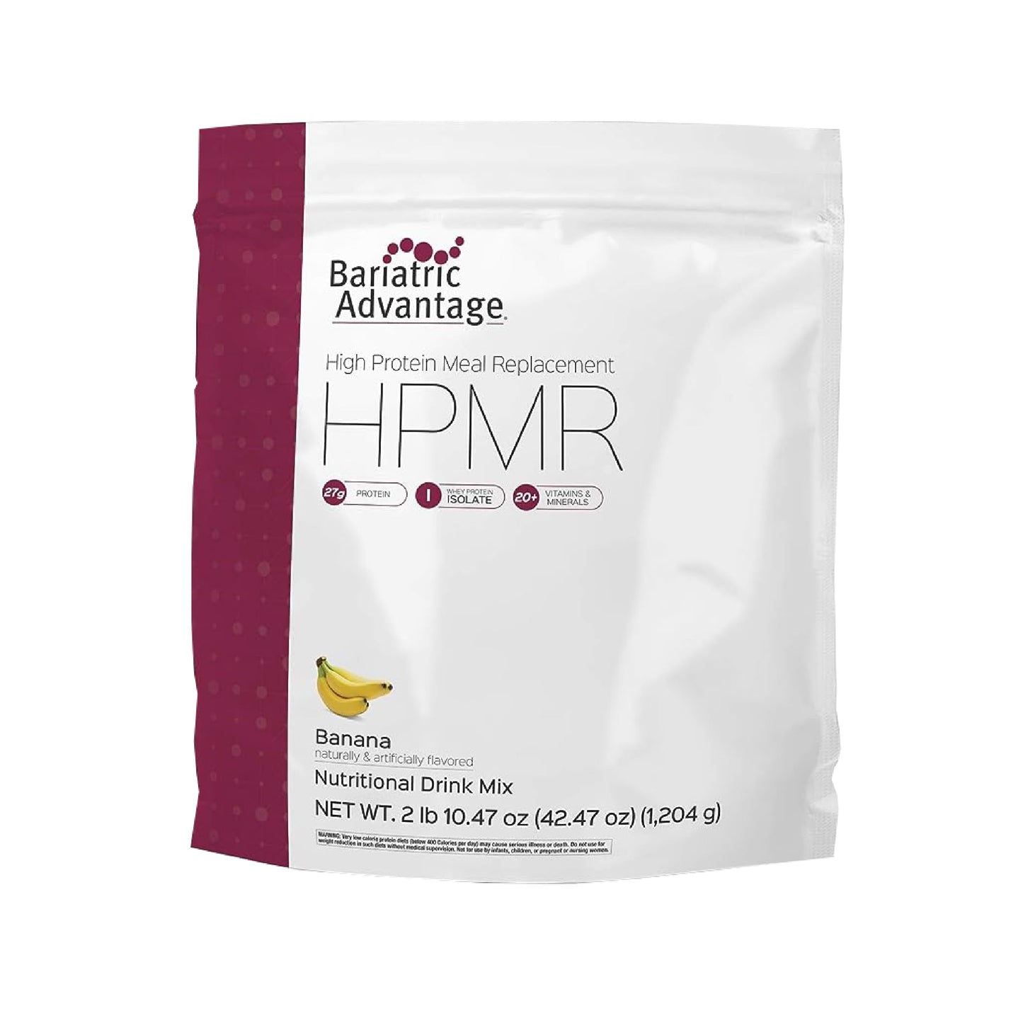Bariatric Advantage High Protein Meal Replacement Drink Mix, 27g Protein, Lactose Free, Banana Flavor, 42.47 Ounce
