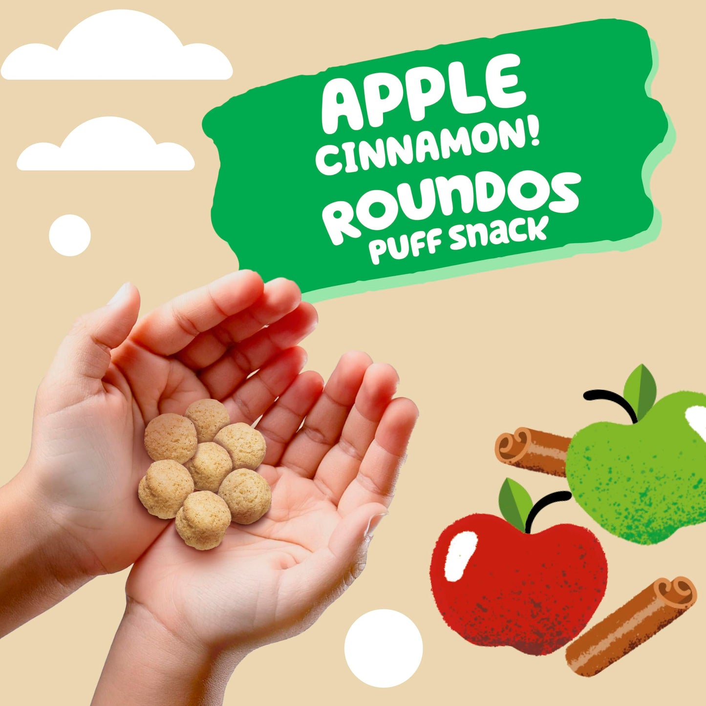 Get'Ems! From Gerber, Snacks For Kids, Apple Cinnamon Roundos Puffs, Made With Whole Grain Quinoa, Calcium To Support Strong Bon