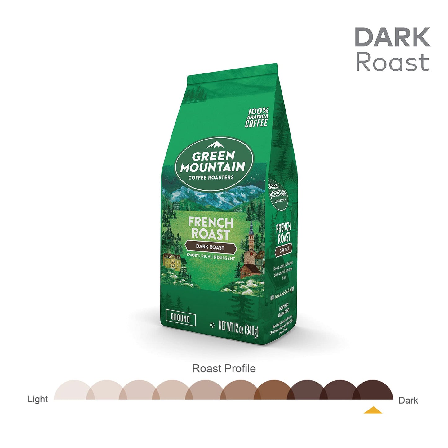 Green Mountain Coffee Roasters, French Roast, Ground Coffee, Dark Roast, Bagged 12Oz.