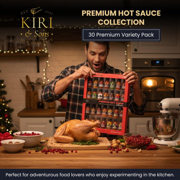 Kiri & Sons Hot Sauce Gift Set – Master Collection Sampler Box, 30 Assorted Gourmet Flavors for Cooking & Dipping, 44.73 cm
