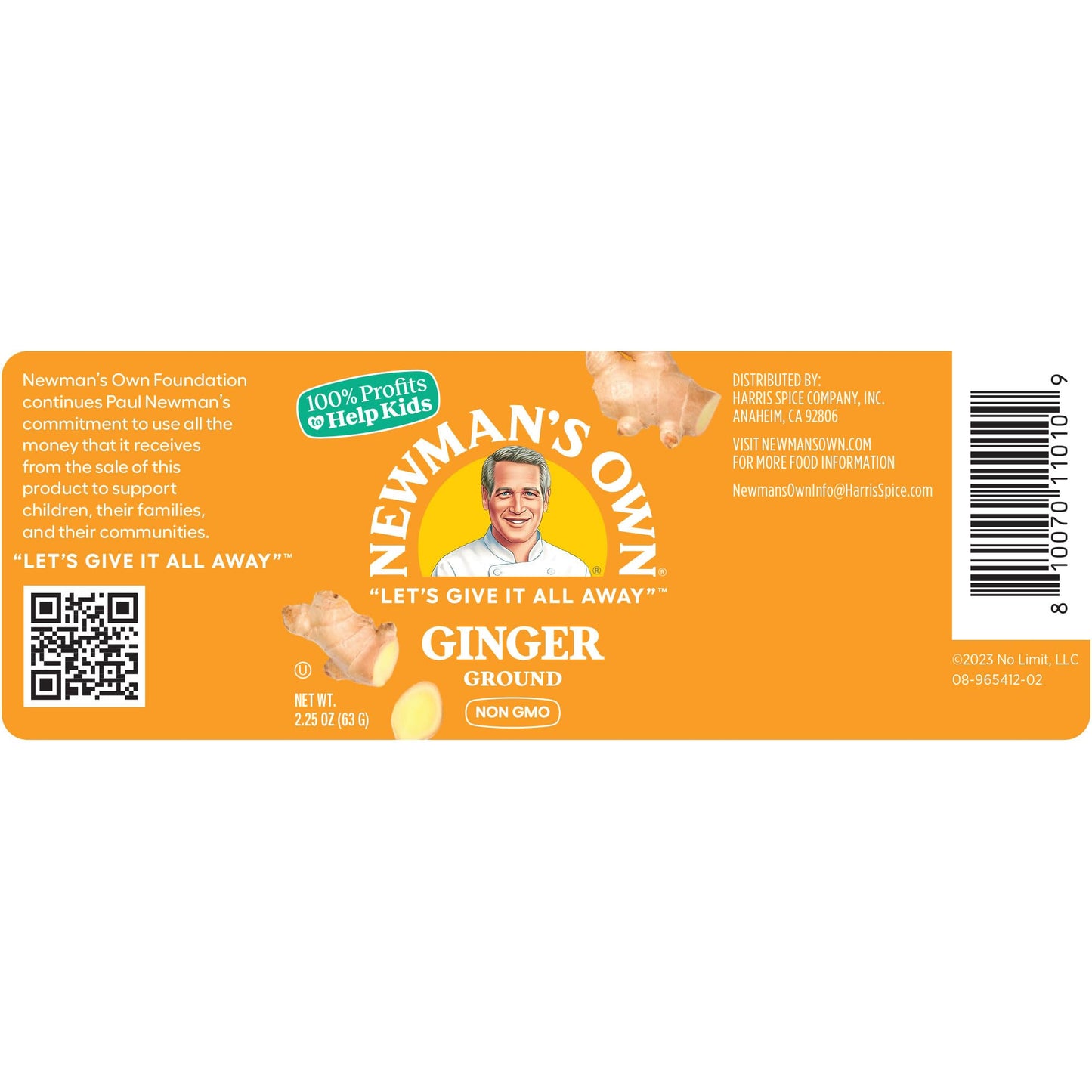 Newman'S Own Ground Ginger Root, Perfect For Baking, Stir Fries, Curries, Non-Gmo, Kosher, 2.25 Oz. Bottle