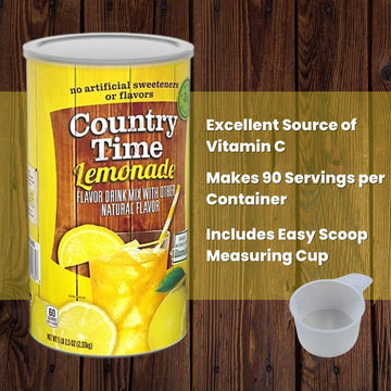 Global Basics 2 Pack Of 82.5 Oz Country Time Lemonade Mix | 2 Canisters, 165 Oz Total | Includes A Global Basics Reusable Straw
