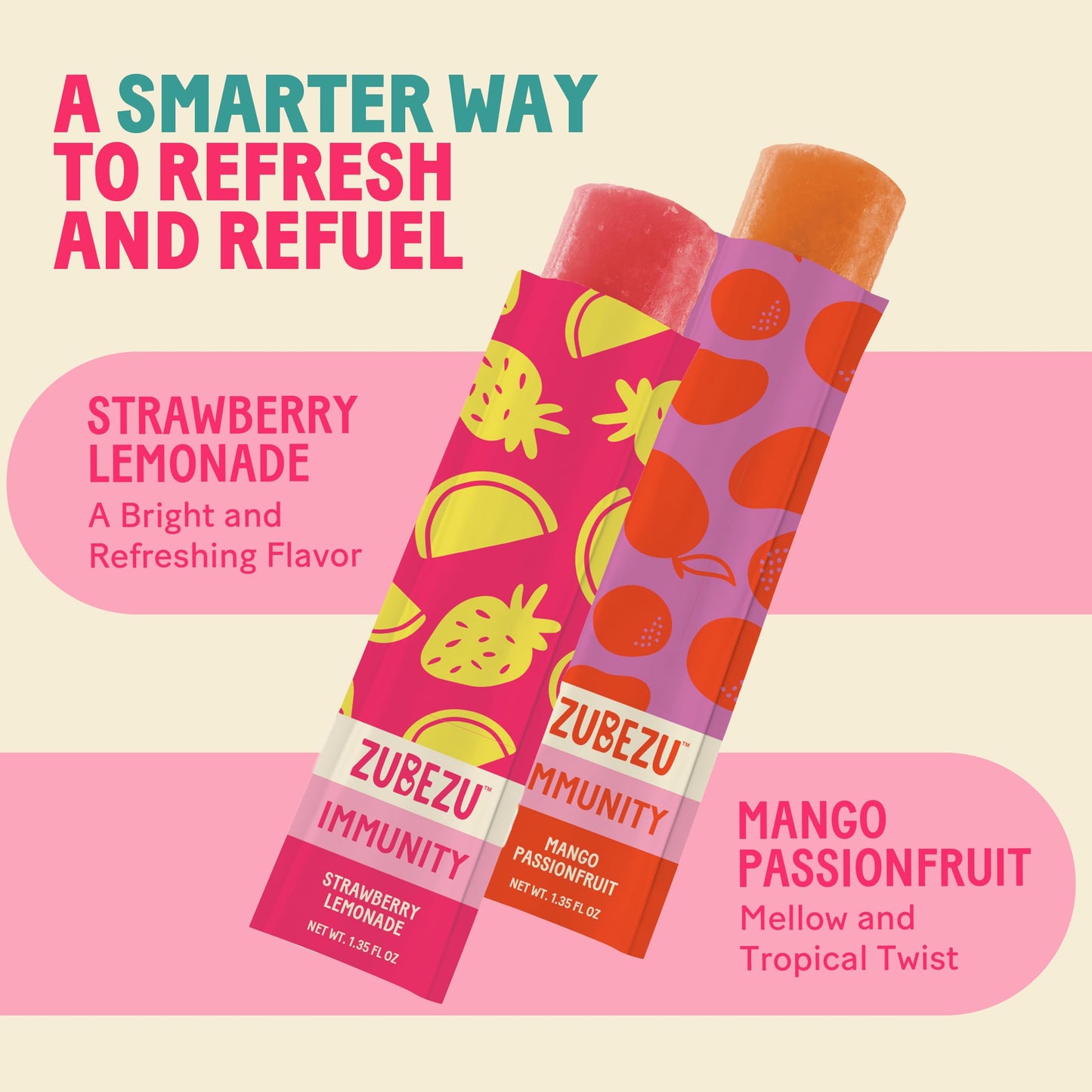 ZuBeZu Organic Immunity Ice Pops - Natural Support for Childrens Immune System with Elderberry  Vitamin C & D  and Zinc - No Added Sugar and 100% Fruit Juice