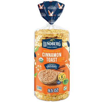 Lundberg Organic Brown Rice Cakes, Cinnamon Toast, 9.5Oz, Gluten-Free, Vegan, Whole Grain, Kosher, Usda Certified Organic, Non-G