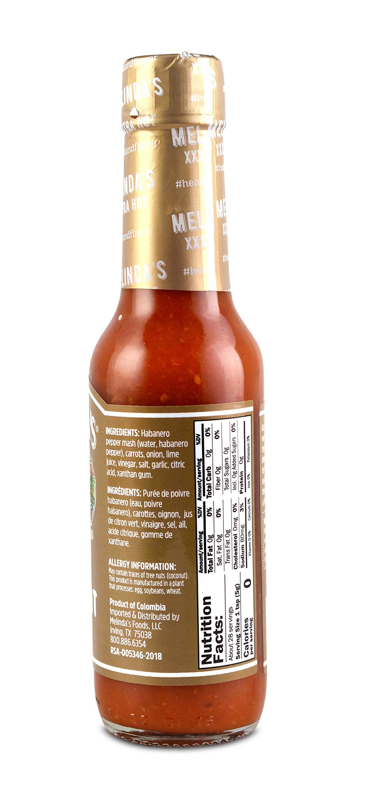 Melindas Original Habanero Xxxtra Hot Sauce - Made With Habanero Peppers, Carrots, Onion, Vinegar & Garlic - Keto, Vegan, Gluten